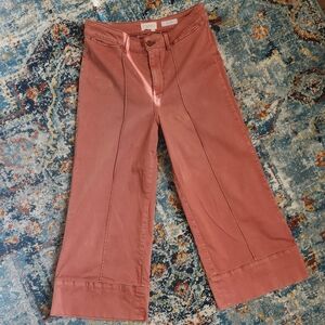 Anthropologie Wide-Leg Cropped Pants in Rust